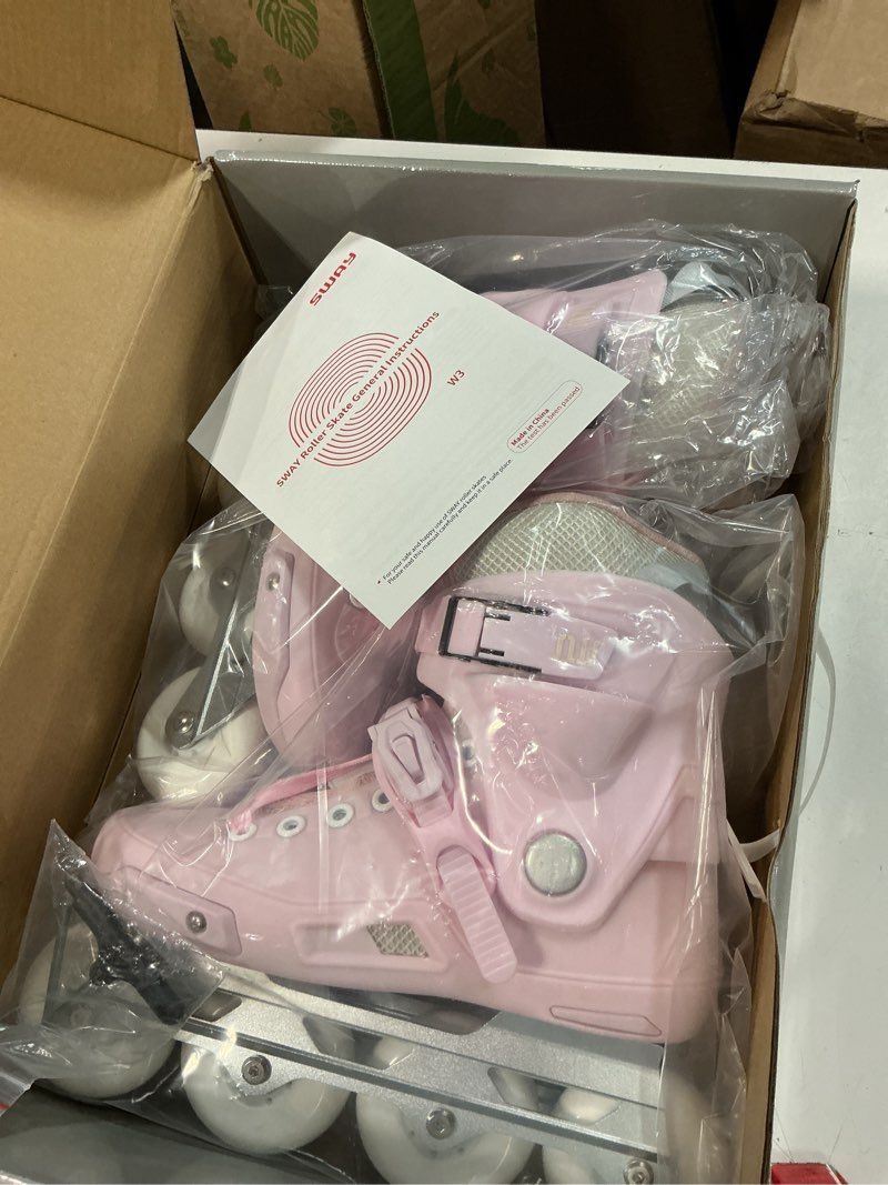 Condition photo showing New/Like New for sway professional inline skates for adult, high performance roller skates for women men, racing skates for teens, male, female, roller blades size 4-10, abec-11 bearing pink m - (4-5.5m/5-6.5w)