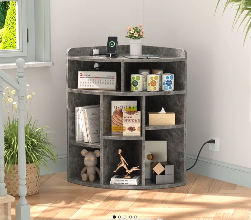Cayhlin Wooden Corner Cabinet Storage With USB Ports And Outlets, Corner Cube Toy Storage For Small Space INCOMPLETE 
