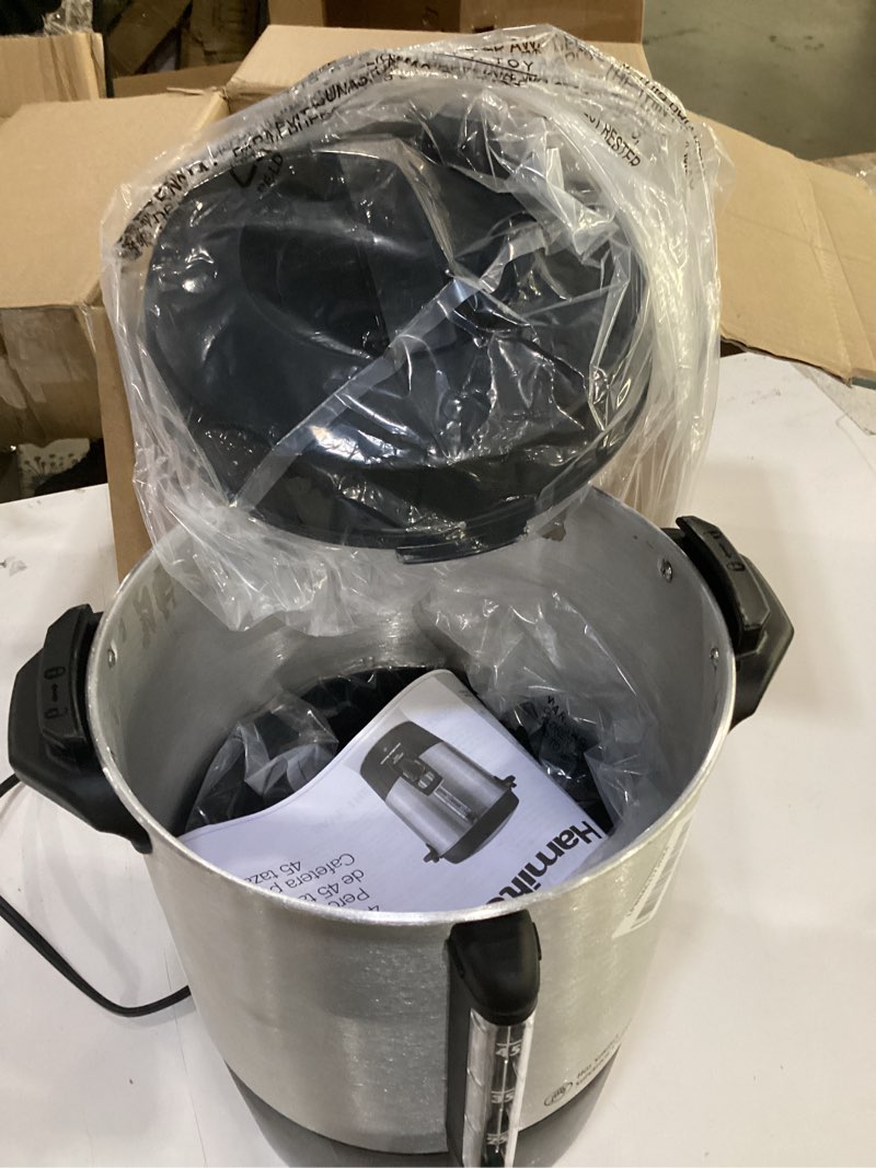 Condition photo showing As Is for not tested**** hamilton beach 45 cup fast brew coffee urn and hot beverage dispenser, 40521