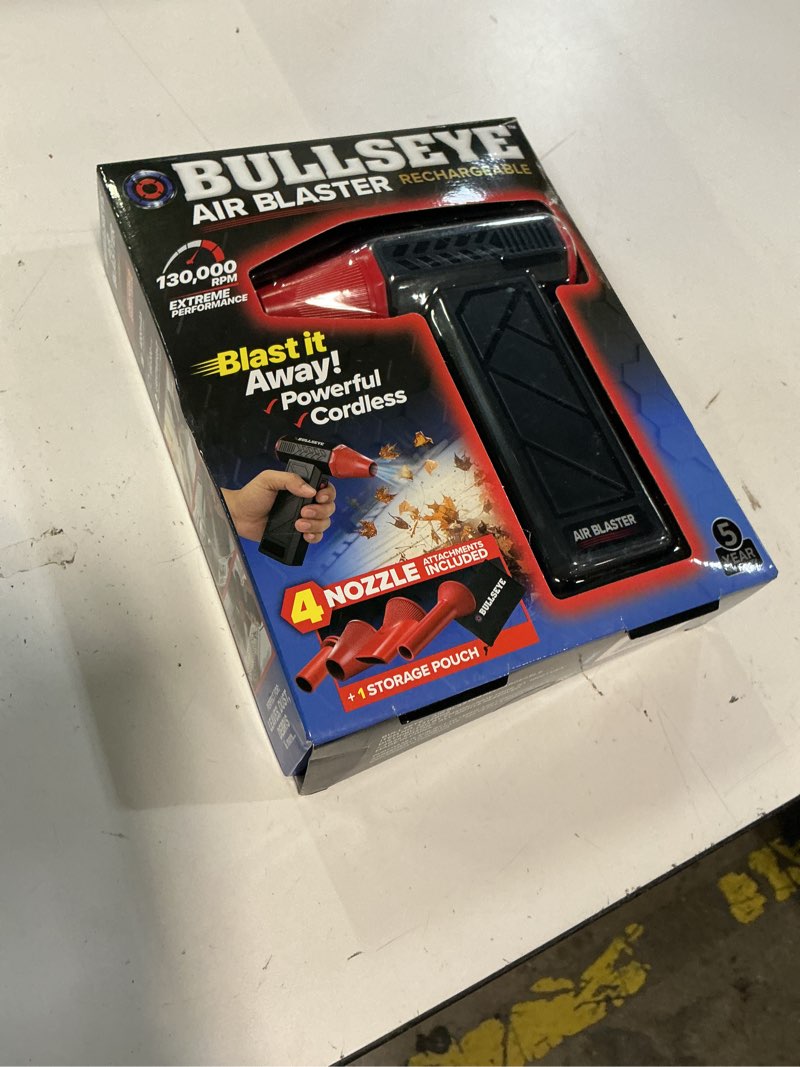 Condition photo showing New/Like New for bullseye blaster rechargeable electric air duster, cordless leaf blower, compressed air blower, keyboard duster blower 130,000 rpm, usb-c fast charging, 4000mah, 2 nozzles included
