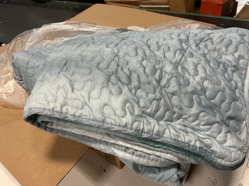 Condition photo showing As Is for Quilts Twin Size Coverlet 3 Piece?Lightweight Soft Bedspread Quilt Set, Reversible Quilt Bedding Set with 2 Pillow Shams for All Season Lightgreen Twin ( similar 