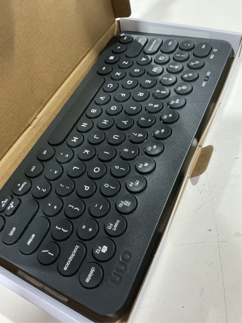 Condition photo showing As Is for onn. mini compact wireless office keyboard usb receiver, 78 keys, grey