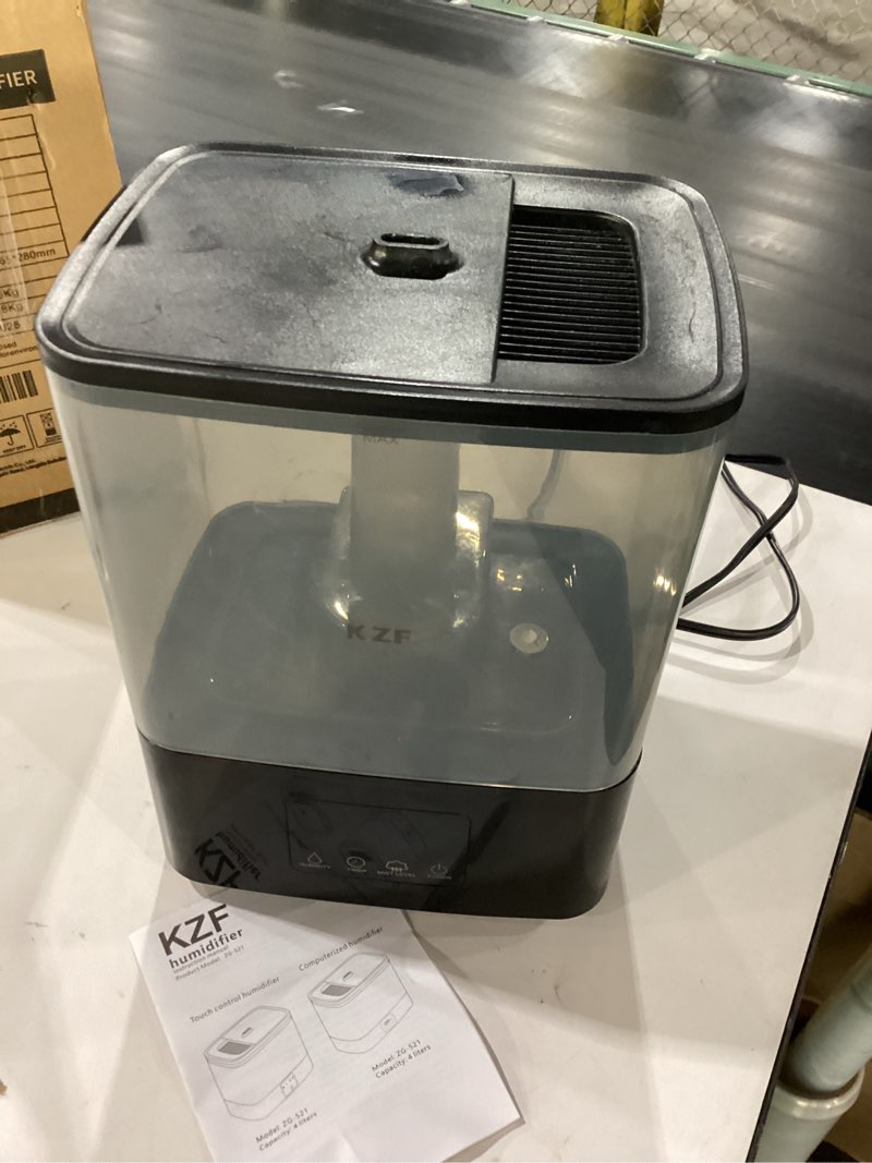 Condition photo showing As Is for KZF Top Fill Humidifiers for Bedroom & 60H Runtime - Cool Mist Humidifier, 3 Mist Levels, 8H Timer, Essential Oil Tray, Humidity Display, Quiet for Bedroom, Baby, Plants, Large Room (Black, 4L) Black 4L