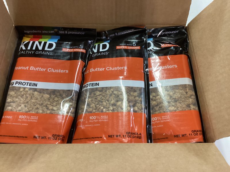 Condition photo showing New/Like New for KIND Healthy Grains Granola, Peanut Butter Clusters, Healthy Snacks, Gluten Free, 100% Whole Grains, 10g Protein, 11oz, 6 Count Peanut Butter 66 Ounce (Pack of 1)