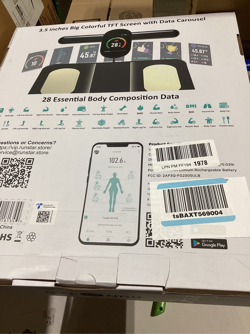 Condition photo showing Good Condition for RunStar Smart Scale FSA&HSA Eligible, 8 Electrodes Digital Bathroom Scale for Body Weight and Fat, BMI, Muscle Mass 28 Body Composition Measurement, with Full-Color TFT LCD on Retractable Handle black