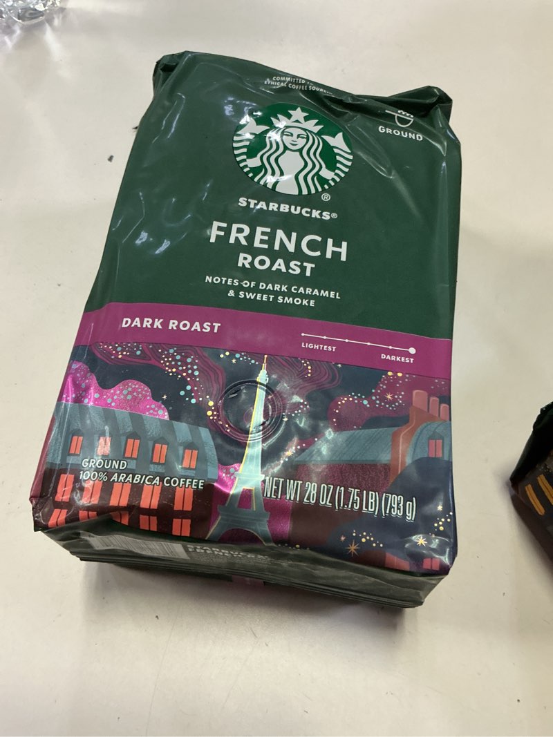 Condition photo showing New/Like New for Starbucks Ground Coffee, Dark Roast Coffee, French Roast, 100% Arabica, 1 bag (28 oz) French Roast 28 Ounce (Pack of 1)