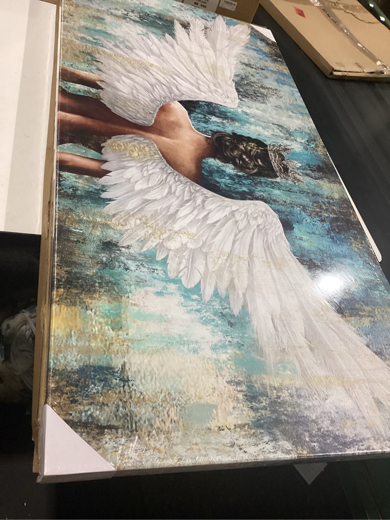 Condition photo showing New/Like New for levvarts angel canvas wall art black woman with angel wings painting prints black girl pictures artwork rustic bedroom decorations