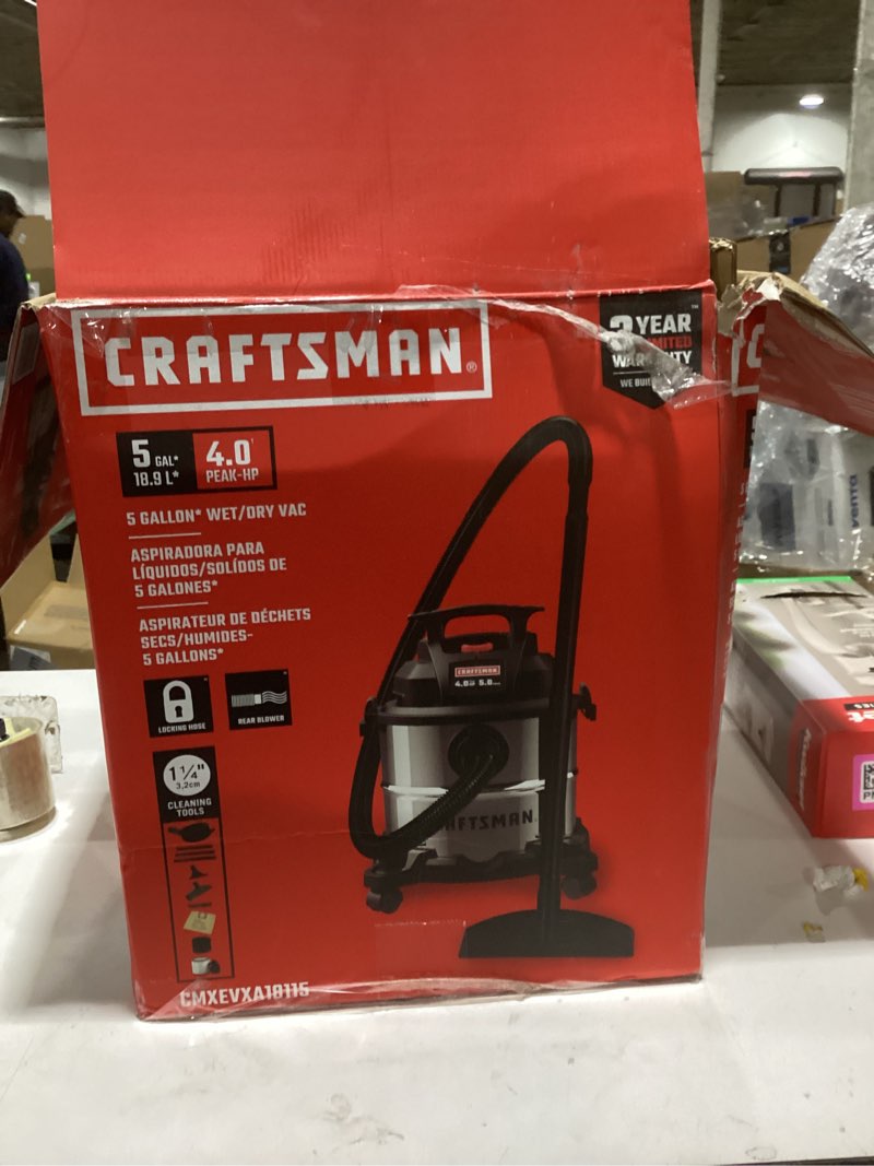 Condition photo showing As Is for CRAFTSMAN CFT 5-GAL SS WET DRY VACUUM