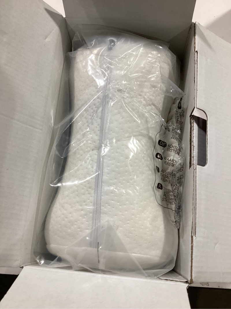 Condition photo showing Good Condition for momcozy knee pillow for side sleepers, soft memory foam & pinch-free design, relieve knee, leg and sciatica pain, adjustable elastic strap ideal for pregnant women and seniors, white cream white