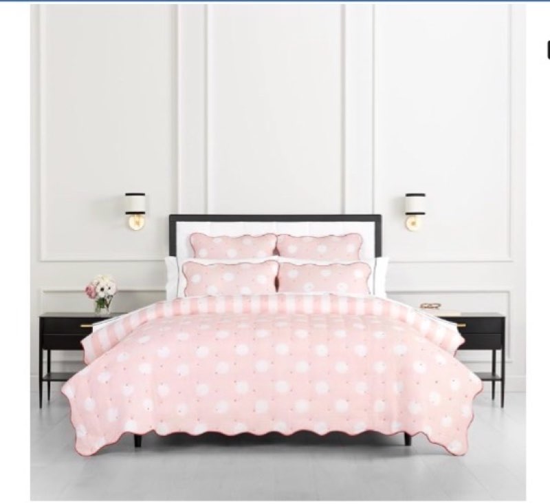kate spade new york stripe dot 3-piece full/queen quilt bedding set, 100% cotton reversible cover, a