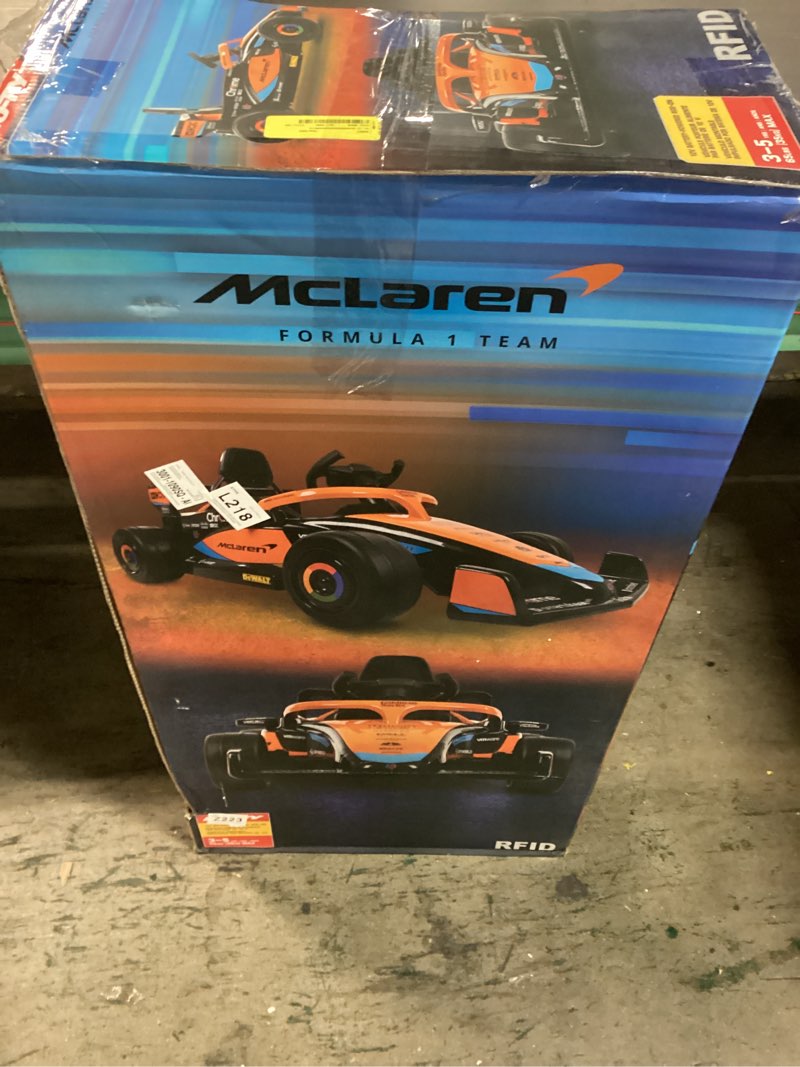 Condition photo showing New/Like New for 12v huffy mclaren f1 race car kids battery ride-on toy, remote control
