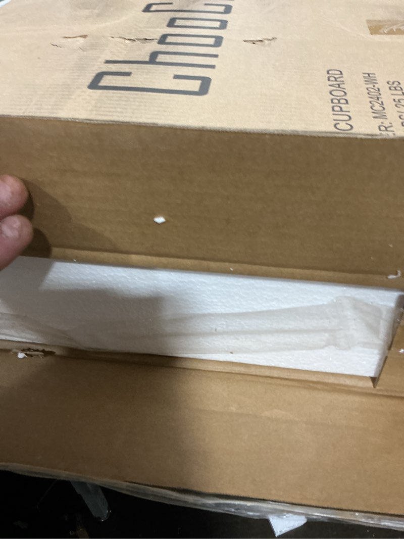 Condition photo showing Good Condition for ChooChoo Lighted Bathroom Medicine Cabinet with Mirror, Wall-Mounted Bathroom Wall Cabinet with Mirror Doors, LED Lights, Adjustable Shelves, Towel Bar, Cloud White