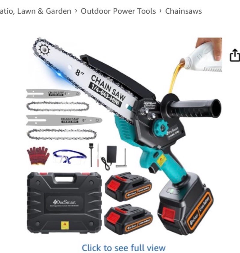 mini chainsaw cordless, 8 inch & 6 inch electric chain saw with 2 pack rechargeable batteries, battery powered handheld saw gardening tools for trees branches trimming wood cutting, orange