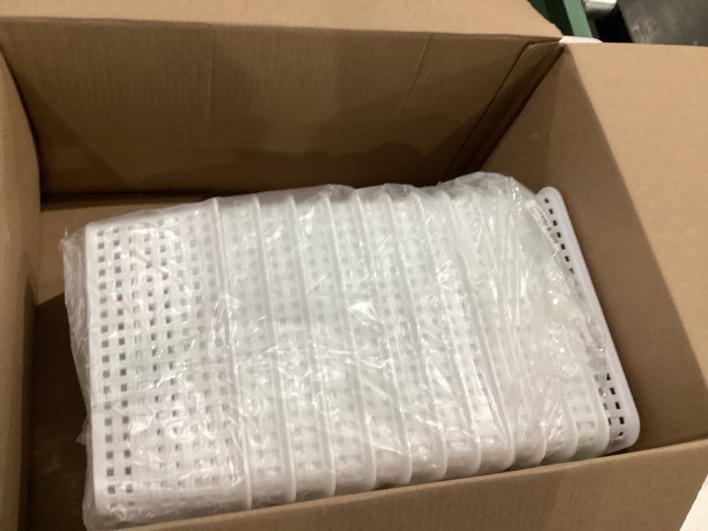 Condition photo showing Good Condition for Clear Woven Plastic Storage Baskets, 12-Pack Weave Basket Organizer for Kitchen Office Bathroom 12-Pack Clear