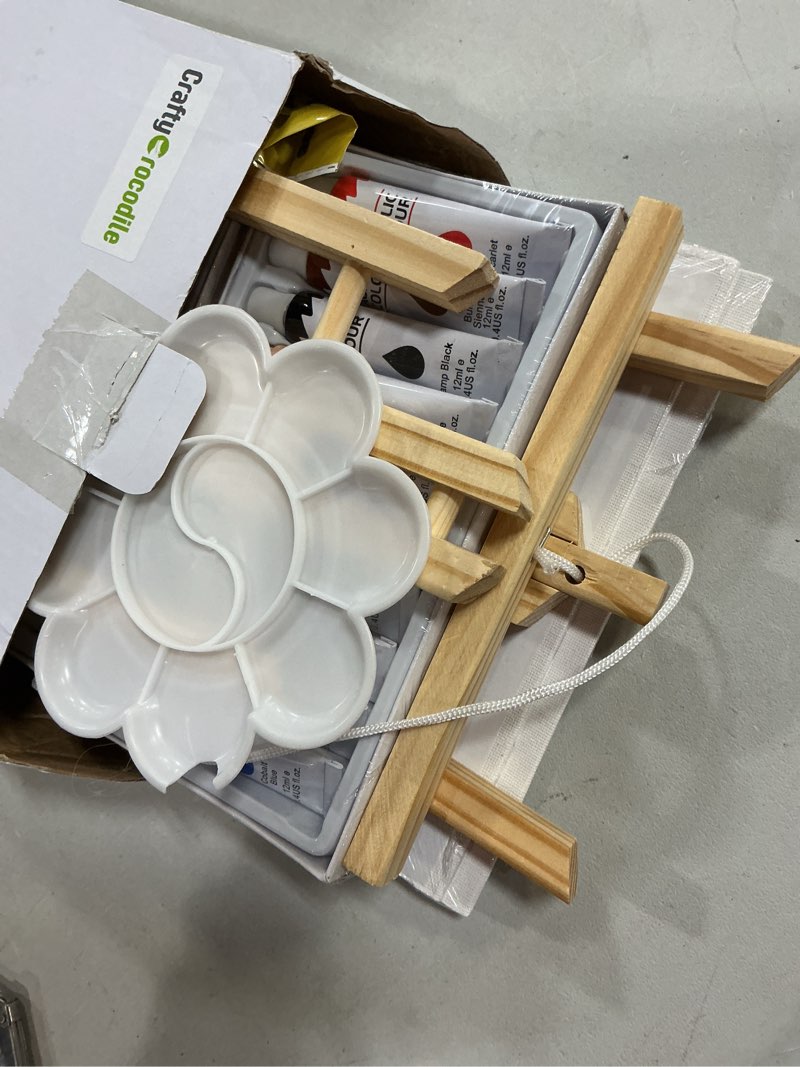 Condition photo showing Good Condition for craftycrocodile set of 2 painting kits for adults and couples - sip and paint kit for date night and crafts - acrylic painting kit with canvas boards and easels - couple art set for starters