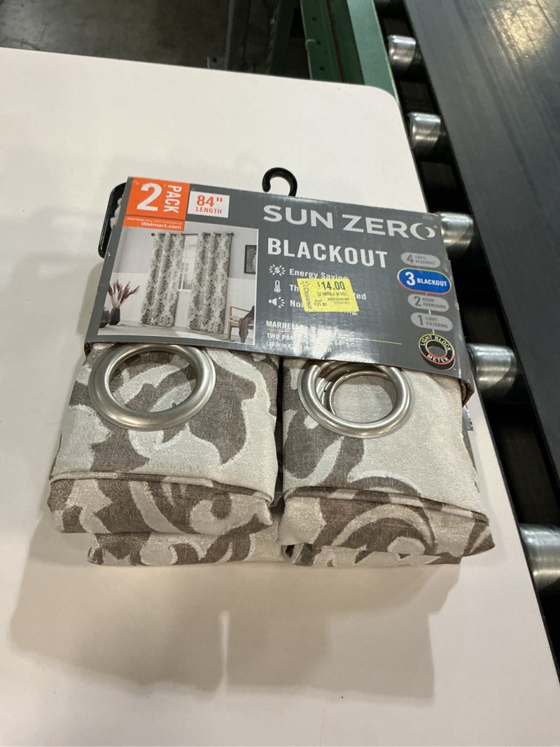 Condition photo showing Good Condition for sun zero arlo 2-piece textured thermal insulated room darkening grommet curtain panel pair, pearl green, 40\"w x 84\"l
