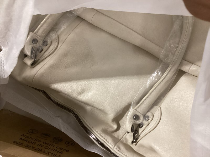 Condition photo showing Good Condition for women's large tote bag city tote bag purse with zipper women vegan leather hobo handbags with adjustable strap white