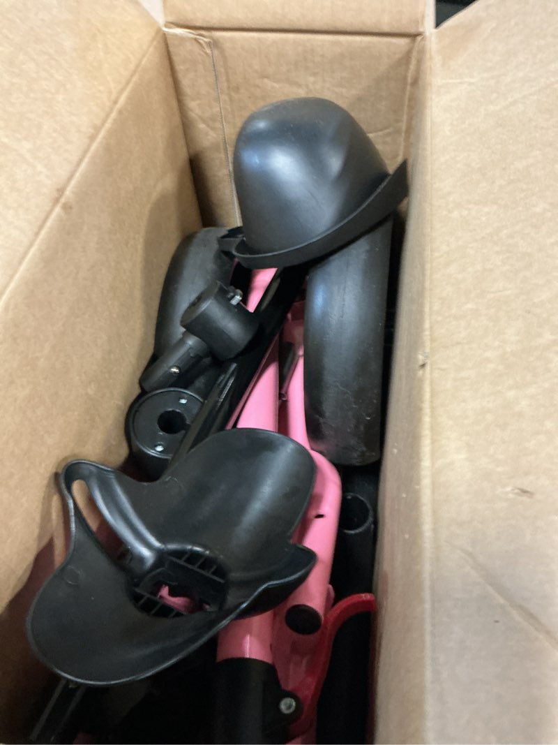 Condition photo showing As Is for kriddo 2-in-1 toddler tricycle for ages 18 months to 5 years old - extended push handle for effortless push, gift trike for toddler 3 to 5 year, kids tricycle with foldable front footrest, pink