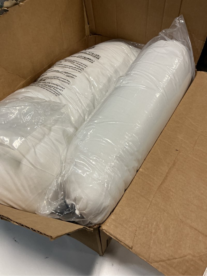 Condition photo showing As Is for Amazon Basics Down Alternative Bed Pillow, Medium Density for Back and Side Sleepers, Queen - Pack of 2, White, 30 in L x 20 in W Queen - Pack of 2 Medium Pillow