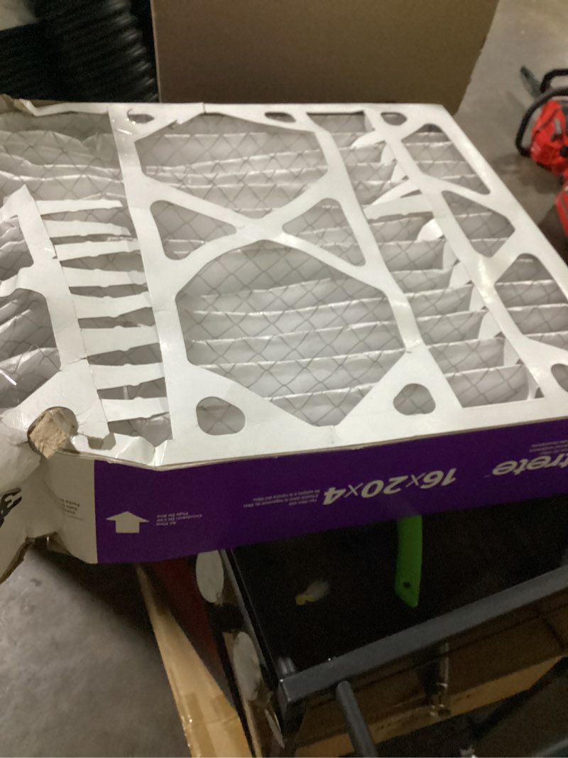 Condition photo showing As Is for only one.. filtrete 16x20x4 ac furnace air filter, mpr 1550, merv 12, fits lennox & honeywell, allergen, electrostatic air cleaning filter, 2-pack (actual size 15.88x19.88x4.31 in)