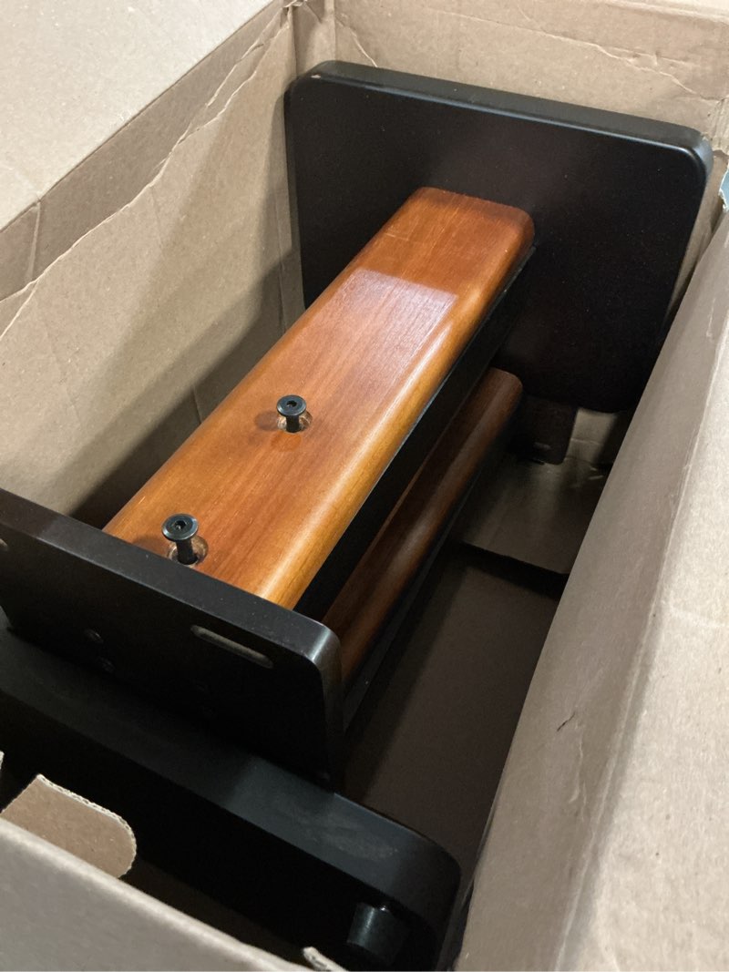 Condition photo showing Good Condition for Height Adjustable Speaker Stands Pair for KEF LS50 Meta, LS50 Stand - Heavy Duty Wood Grain Floor Stand for KEF LS50 Meta, LS50 Wireless II Speaker Stand Hold Up to 50 LBS