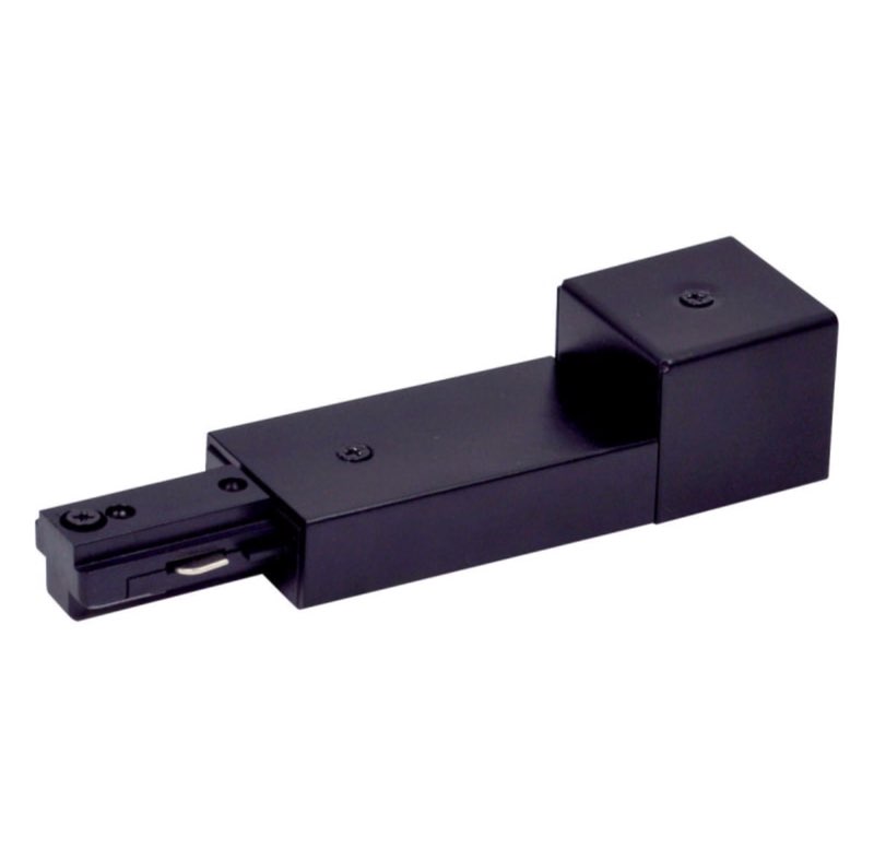 Nora Track Light NT-328B - Black - Live End Conduit Connector - Single Circuit - Compatible with Halo Track