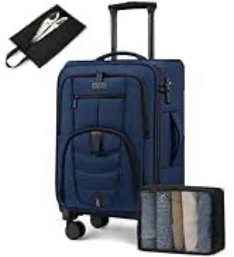 lovevook business softside checked luggage with 15.6/17.3 inch laptop compartment, 24 inch checked s