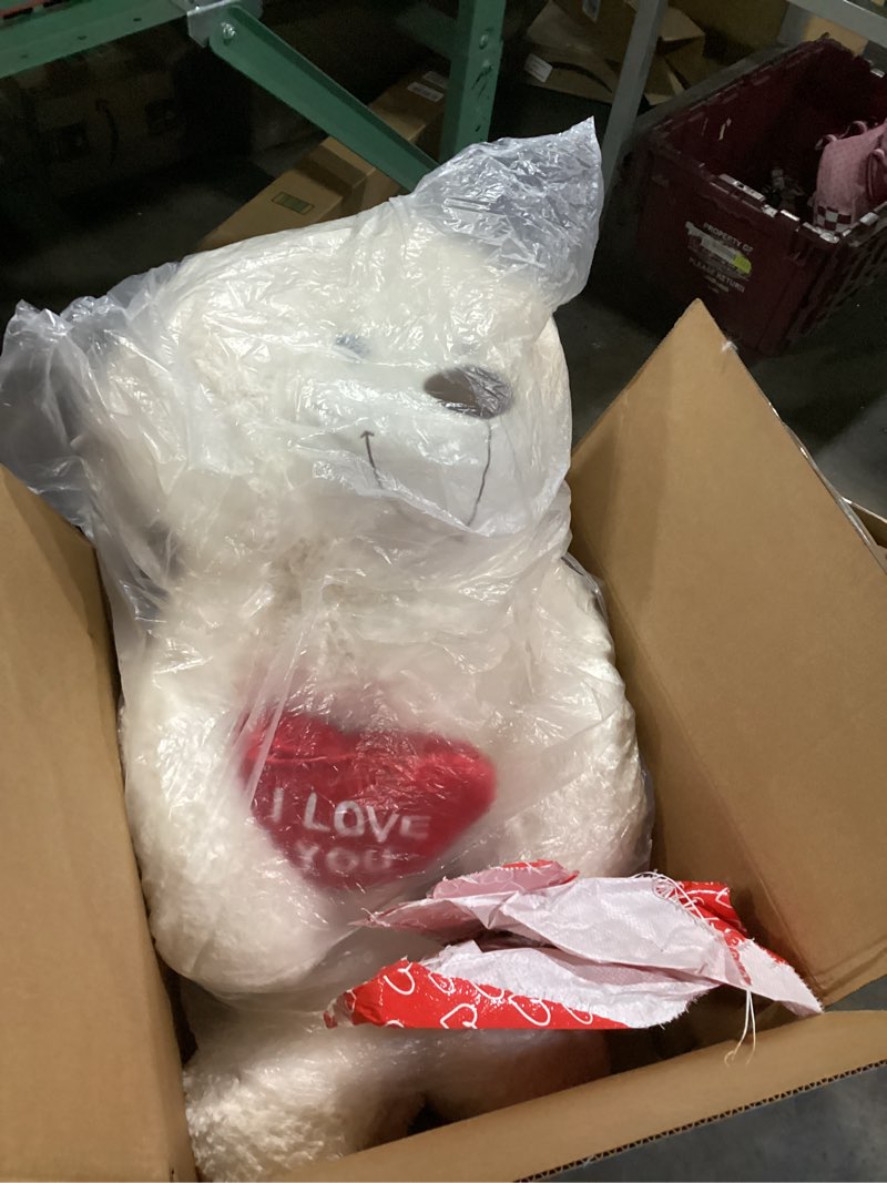 Condition photo showing Good Condition for MaoGoLan Big Teddy Bear 5 Feet Tall - I Love You Red Heart Giant Stuffed Animal for Girlfriend, Boyfriend, Wife, Lover - Valentine's, Anniversary, Birthday 5 Feet White