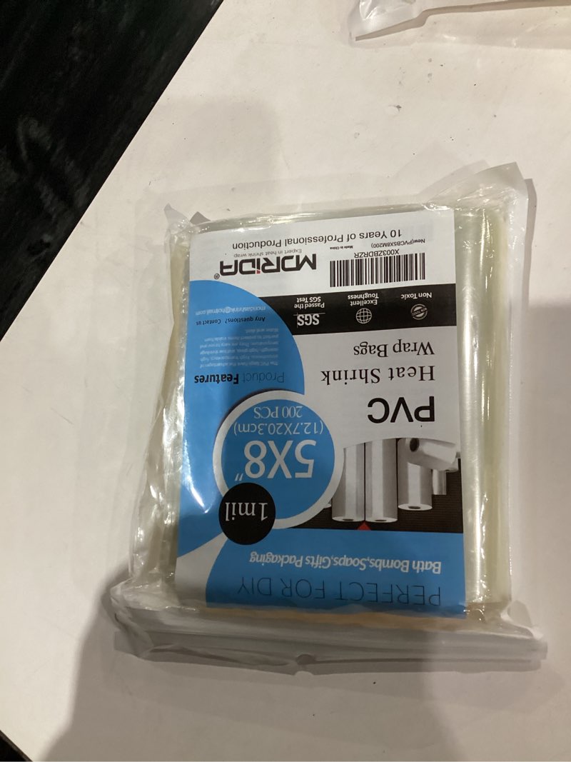 MORIDA 200 pcs 5X8 inch Heat Shrink Wrap Bags Clear PVC Heat Shrink Bags for Bath Bomb Bags, Soap, P