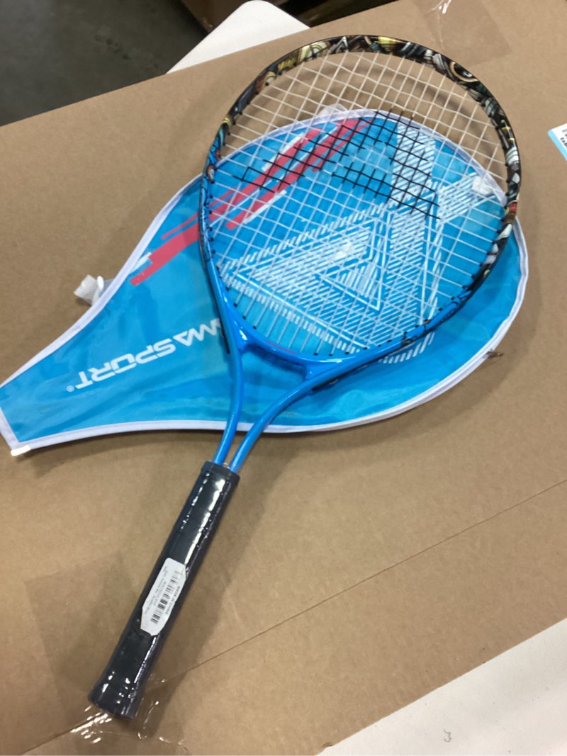 Condition photo showing New/Like New for AMA SPORT Kids Tennis Racket for Junior Toddlers Starter Kit 17-25" Tennis Racquet for Girls and Boys with 420D Nylon Shoulder Strap Bag Graffiti Blue 25 inch