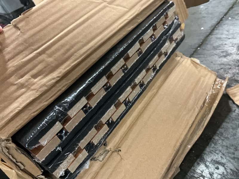 Condition photo showing As Is for Olanglab Wood Slat Wall Panels 4 Pack, Wooden Acoustic Wall Panels, 94.5"x12.6" Each 3D Wall Panels for Interior Wall Decor (Cherry Toned-Extendo Trio) 4 Pack in Total 94.5"x50.4" Cherry Toned-Extendo Trio
