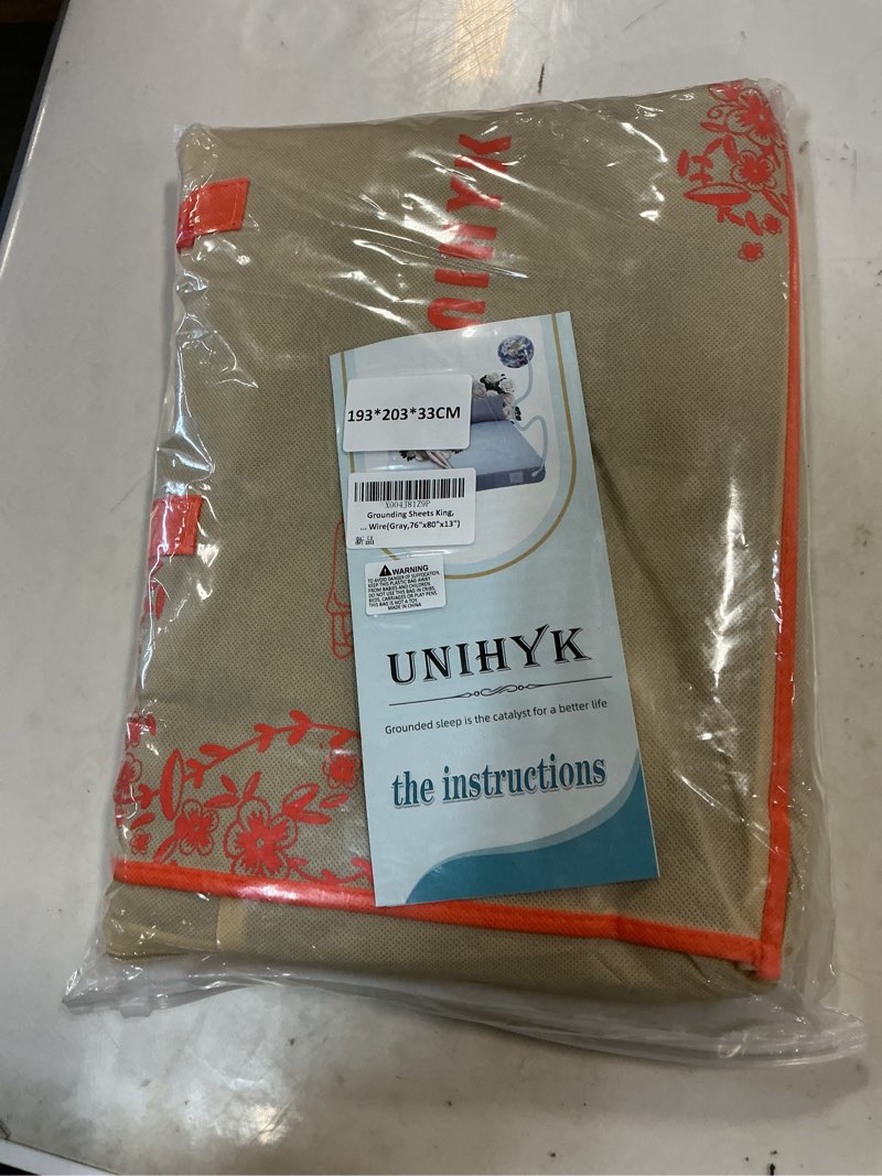 Condition photo showing New/Like New for Grounding Sheets Queen, 95% Organic Cotton + 5% Silver Fiber, Grounding Sheets Can Improve Sleep and Sub-Health, Anti-Static Grounding Fitted Sheet with 15 ft Gounding Wire(Gray,60"x80"x13") Gray 5% Silver-Queen