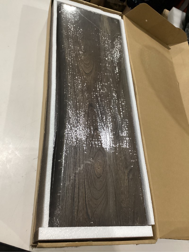 Condition photo showing Good Condition for floating shelves set of 2, solid elm wood wall shelves 24 inch - invisible bracket mount for living room, bedroom, kitchen, bathroom - brown dark brown live edge, 24"l, 2packs