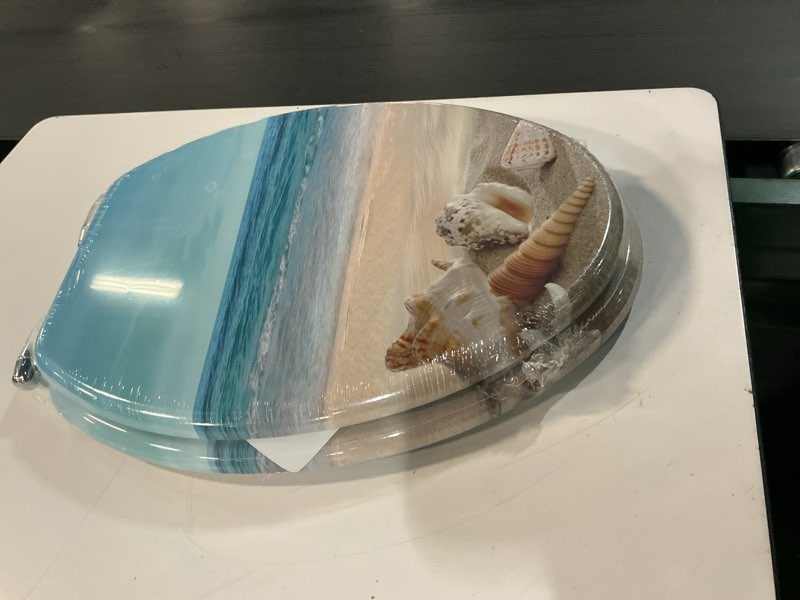 Condition photo showing Good Condition for angol shiold elongated toilet seat molded wood toilet seat with quietly close and quick release hinges, easy to install also easy to clean (elongated, beach)