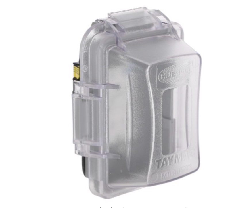 taymac mg420cs nonmetallic extra duty complete in-use cover 15 amp wrtr self test gfci kit, 1-gang, clear/gray
