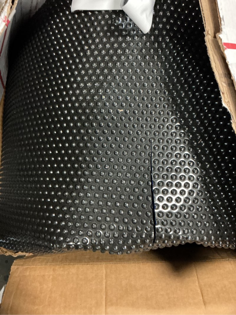 Condition photo showing As Is for grandroad auto 8x20 ft garage floor mat, 2.8mm thickened flooring roll for under car diamond plate pvc rubber mat with 20 pcs tapes, non-slip floor mat for garage, warehouse, gyms, trailer, black black 8×20ft