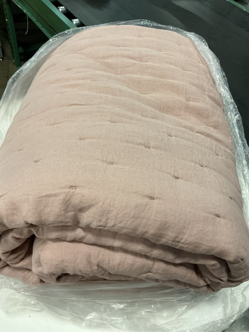 Condition photo showing Good Condition for european linen dream quilt, king/cal king, dusty mauve