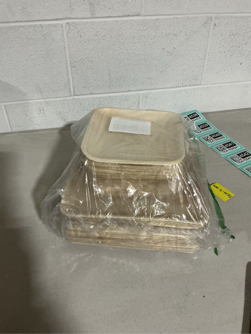 Condition photo showing Good Condition for chic leaf compostable & biodegradable palm leaf disposable bamboo plates - disposable party plates for appetizers - valentine's romantic dinner table, reusable supplies (10 & 7 inch square)