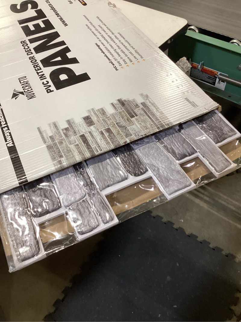 Condition photo showing Good Condition for 3D Artificial Stone Wall Panels 37.8’’x18.9’’ - 10 Sheets, Covers 4.6 sqm / 49.6 sq ft - Decorative PVC Slate Wall Panels for Cladding - Kitchen, Living Room, Bedroom, Office - Natural Grey Rock Stone