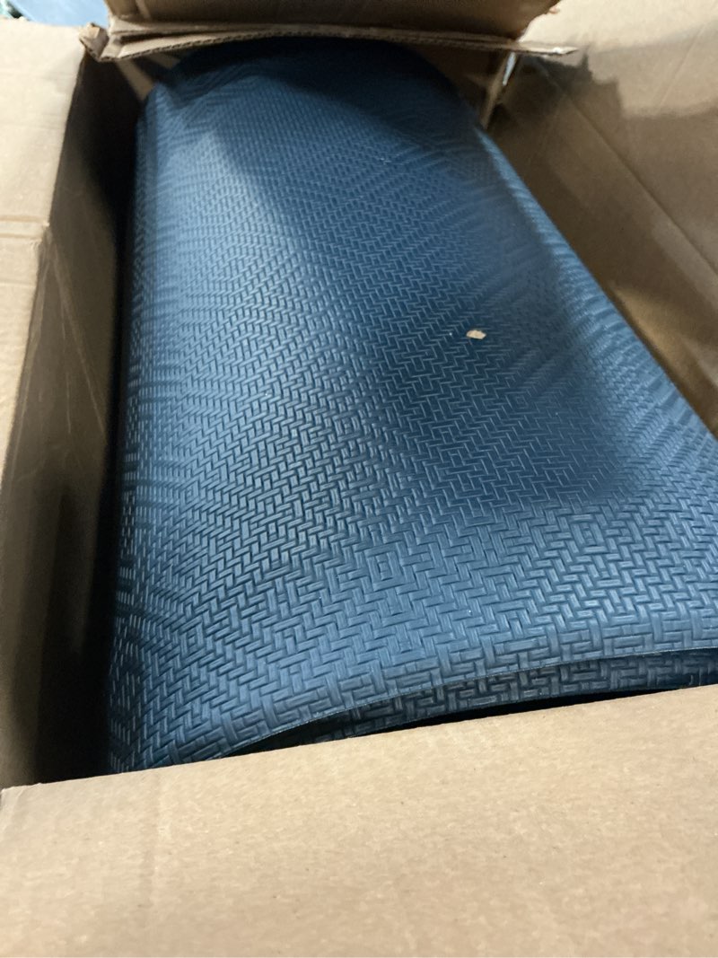 Condition photo showing Good Condition for ophanie kitchen mats for floor, 3/4 inch thick kitchen rugs, 20'' x 48'' anti fatigue standing cushioned mat, waterproof,comfort ergonomic mat for office, home, sink, blue non-slip bottom blue 48"l x 20"w x 0.8"th