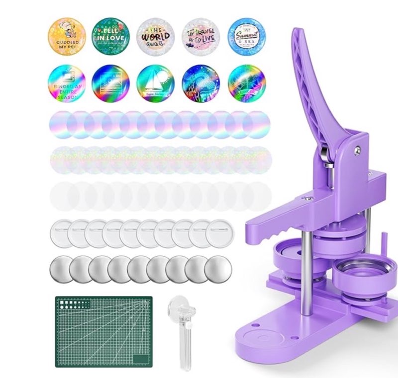 button maker machine 3'' button press machine pin badge maker machine with 100 set holographic film 
