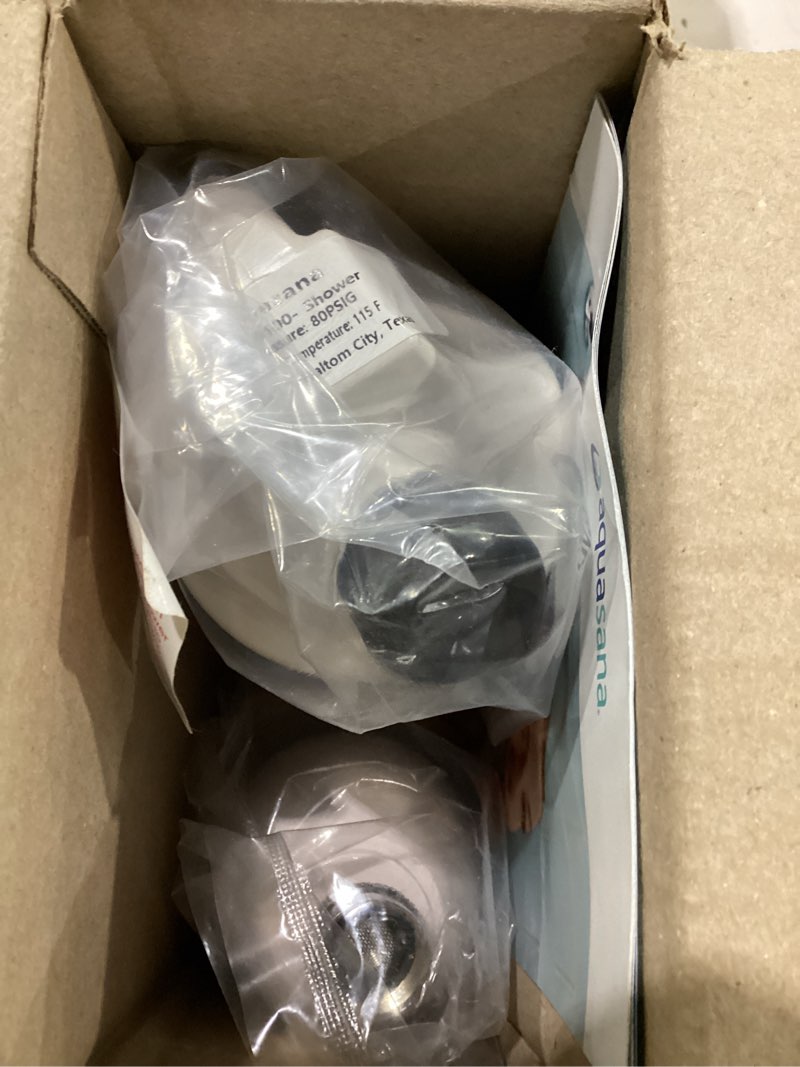 Condition photo showing New/Like New for aquasana shower filter | dermatologist-recommended for softer, healthier skin & hair | proven to reduce 90% of chlorine for 6 months | high pressure | includes shower head | aq-4100 shower head filter max flow (2.5 gpm)