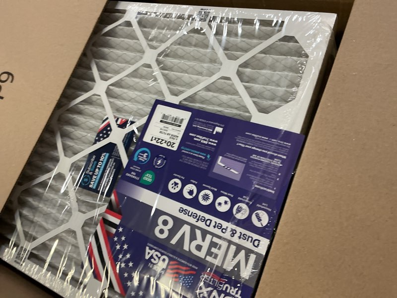 Condition photo showing New/Like New for bnx trufilter 20x22x1 air filter merv 8 (6-pack) - made in usa – dust & pet defense electrostatic pleated air conditioner hvac ac furnace filters for dust, pet, mold, pollen mpr 600 – 700 & fpr 5 20x22x1 6-pack