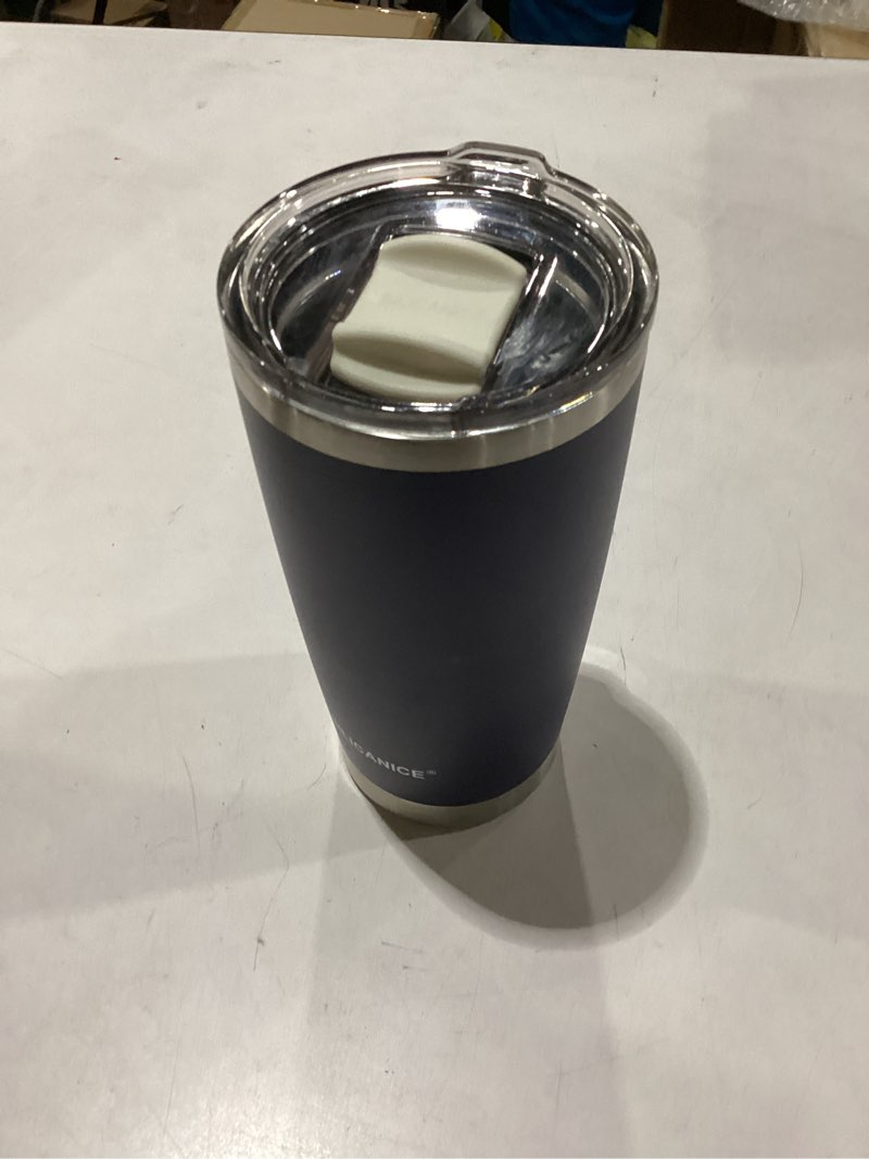 Condition photo showing Good Condition for 20oz hygienic stainless steel vacuum insulated tumbler w/ easy-on/easy-off lid - removable slider, double wall 18/8 travel mug, bpa-free, fits cup holders, premium quality, smart value - navy blue hygienic slider navy blue
