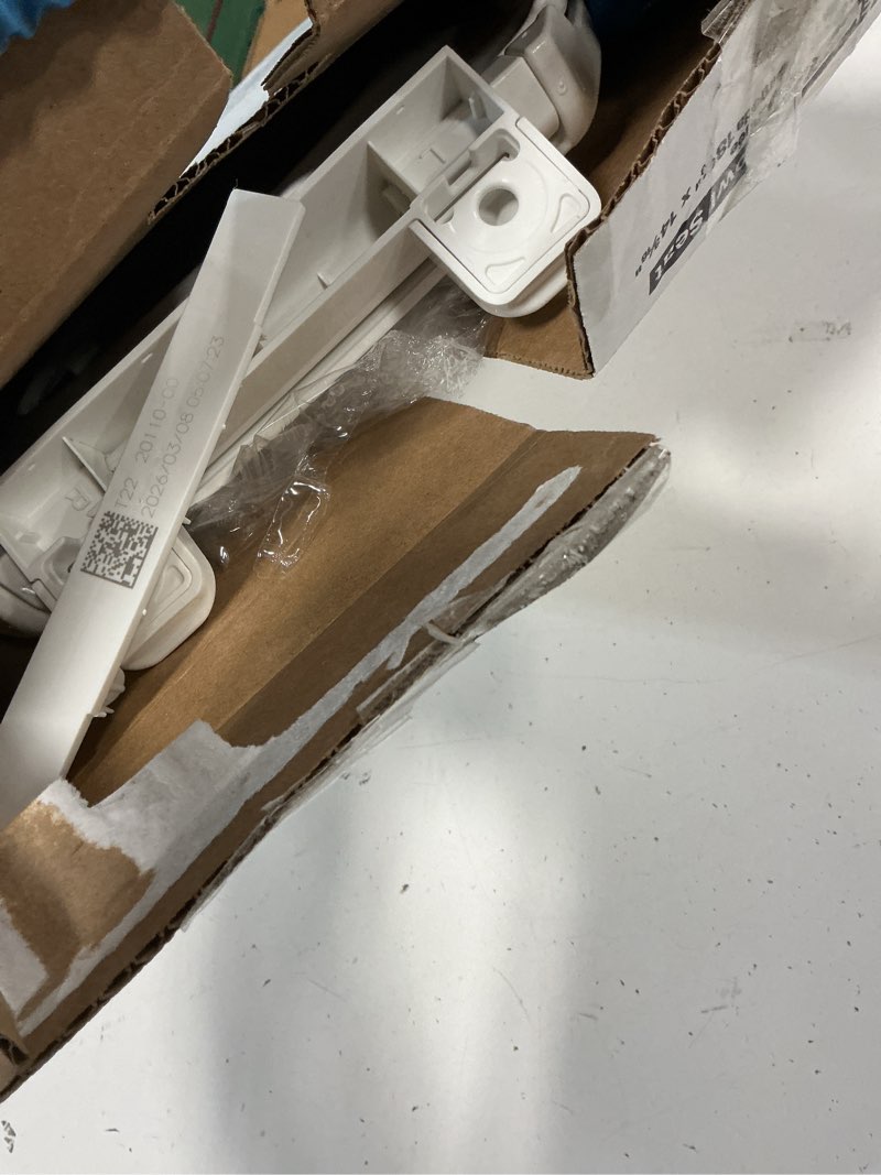 Condition photo showing As Is for kohler k-20110-0 brevia elongated toilet seat with grip-tight bumpers, quiet-close seat, quick-attach hardware, white