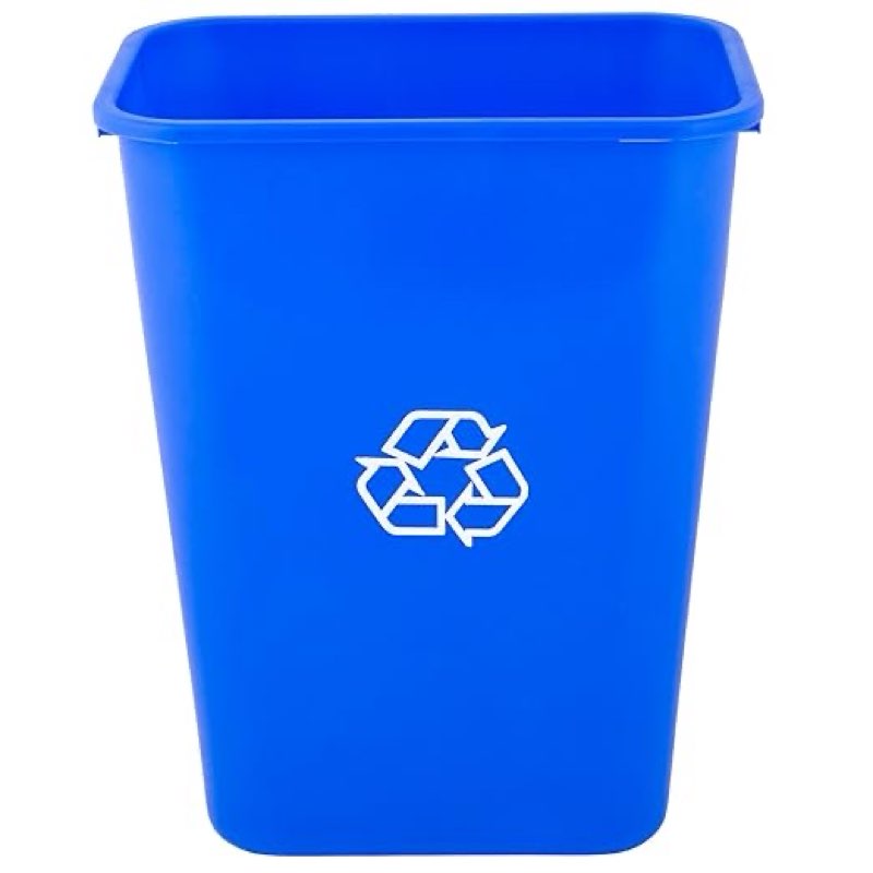 tabletop king 41 qt. / 10 gallon blue rectangular recycling wastebasket