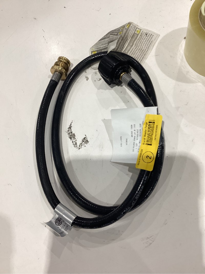 Condition photo showing As Is for master forge 3/8-in pvc/zinc 1-lb to 20-lb lp hose and adapter