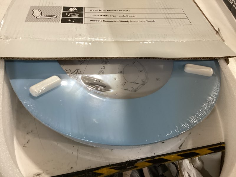 Condition photo showing Good Condition for blue round toilet seat natural wood toilet seat with zinc alloy hinges, easy to install also easy to clean, scratch resistant toilet seat by angol shiold (round, blue) round blue
