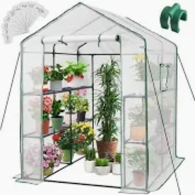 portable greenhouse for outdoor, 57 x 57 x 76'' greenhouses with durable pe cover, walk in greenhous
