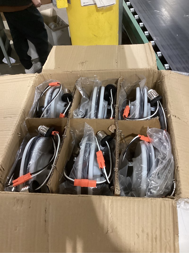 Condition photo showing Good Condition for 24 Pack Black 5/6 Inch LED Can Lights with Night Light, 5CCT Retrofit Recessed Lighting Selectable 2700K-6000K Dimmable, 12W=75W, 1200LM Downlight with Metal Smooth Trim-ETL and Energy Star 5CCT+NT-BK 24PACK-6IN